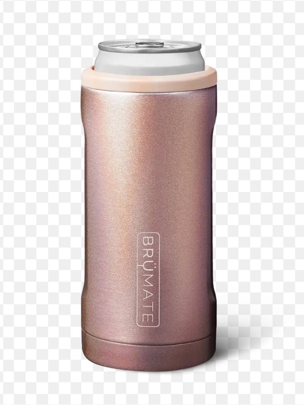 BrüMate Hopsulator Slim Can Cooler in the Glitter Rose Gold